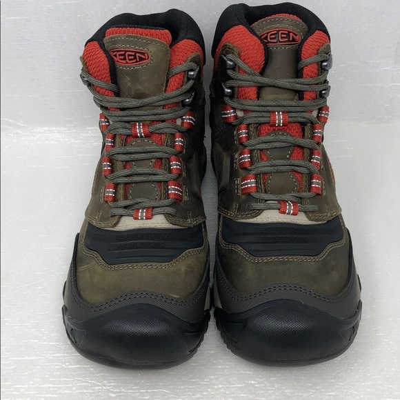 NEW Keen Boots Ridge Flex Mid Hiking Waterproof Dark Olive/Red Mens Size 7.5 main image 12